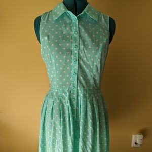 Forever 21 Teal Polka Dot Shirt Dress